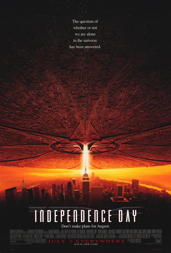 independence day movie poster. Also like books, movie posters
